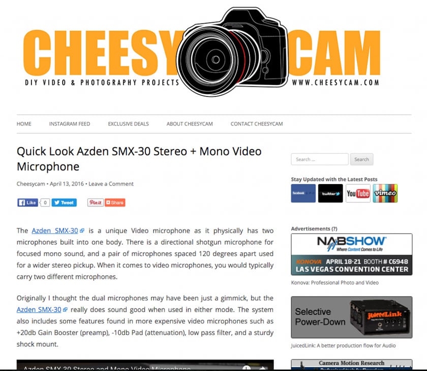 You are currently viewing Mr. CheesyCam Is Liking The New SMX-30 Video Microphone
